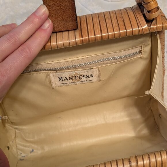 VINTAGE Mantessa 1960s dual sided purse - straw wicker handbag - Golden Girls - Picture 12 of 16